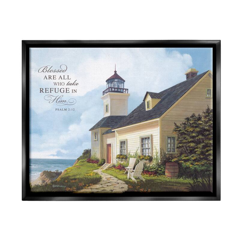 Stupell Religious Proverb Coastal Scene Framed Floater Canvas Wall Art Design by Michael Humphries - 31 x 25 - Black