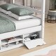 preview thumbnail 6 of 4, Wood House Bed Frame wSemi-enclosed Roof, Storage Shelves - Unisex White - Full
