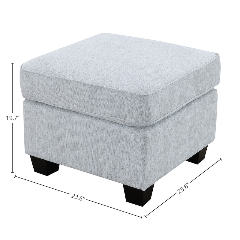 Ashbury 34" Ottoman, Soft Gray Chenille