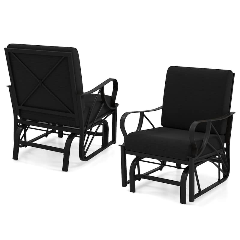 Gymax 2PCS Patio Glider Chair Single Outdoor Rocking Chair w/ Seat & - Black