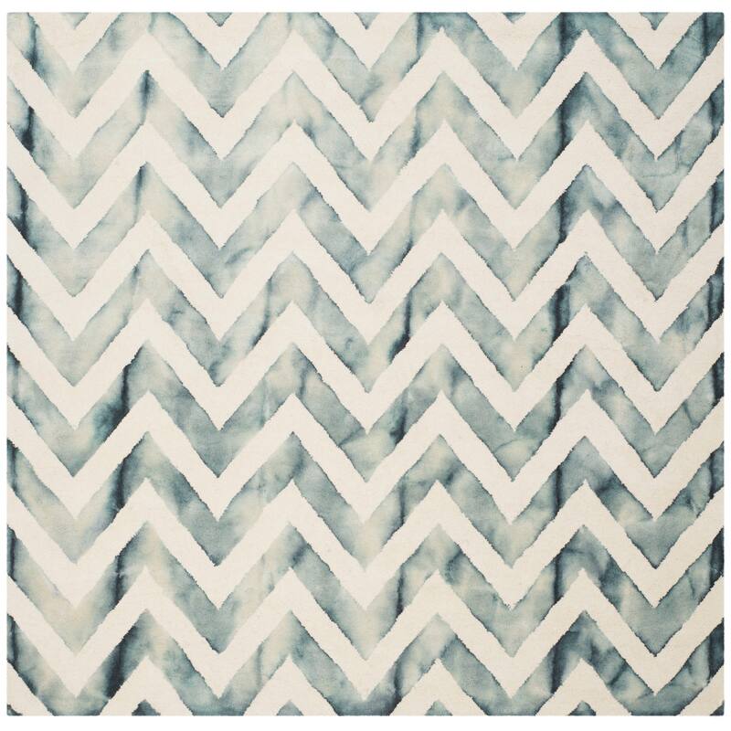 SAFAVIEH Dip Dye Erkhild Hand-tufted Wool Chevron Area Rug - 7' Square - Ivory/Grey