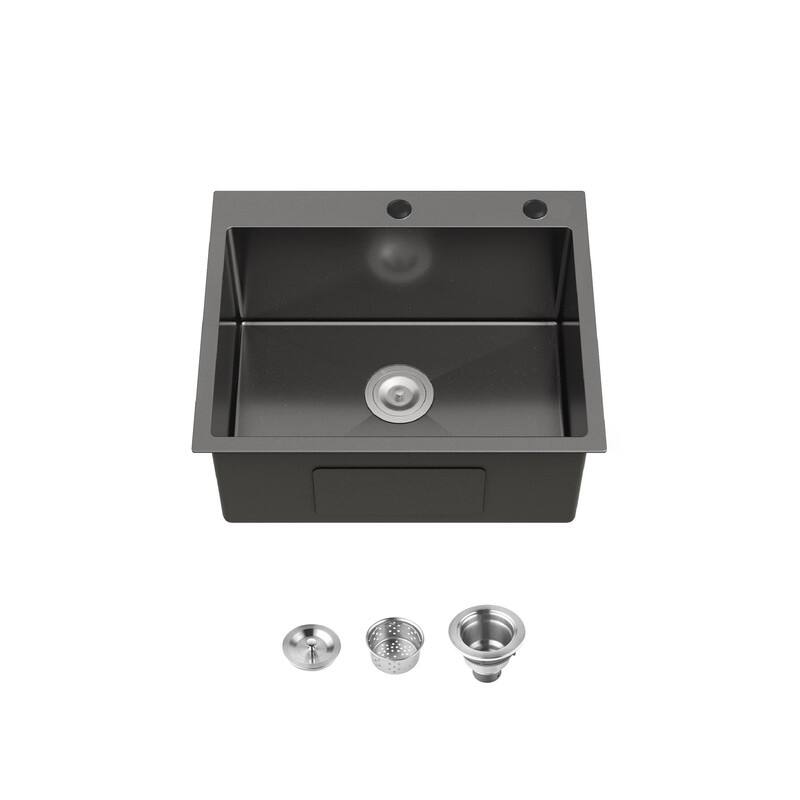 MEDUNJESS Stainless Steel drop in single bowl kitchen sink