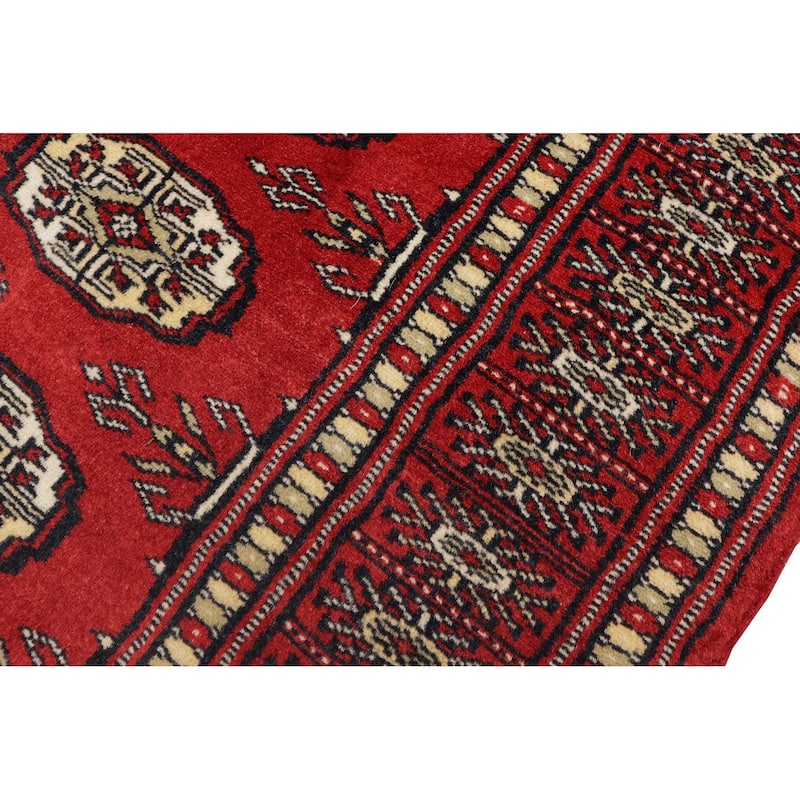 Tribal Bokhara Moshe Red Beige Hand Knotted Runner - 2'7'' x 11'10''