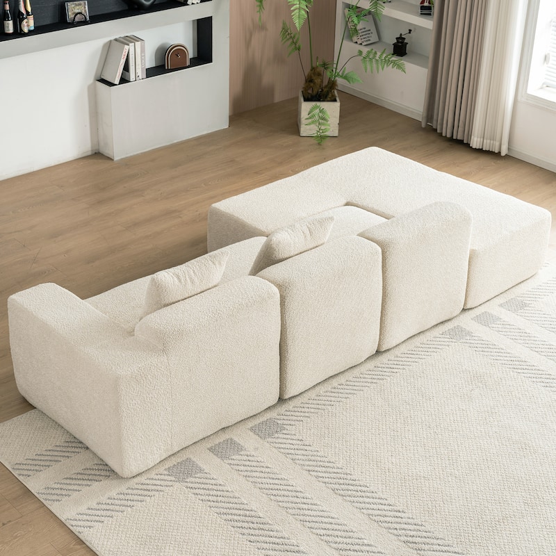 116.5" Polyester 4-Seater Sectional Sofa with Back Pillows
