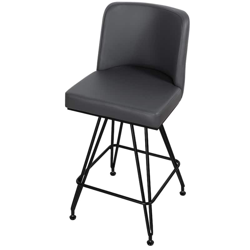 26" Leather/Velvet Swivel Counter Height Bar Stools - 38.2"H x 17.7"W x 19.1"D