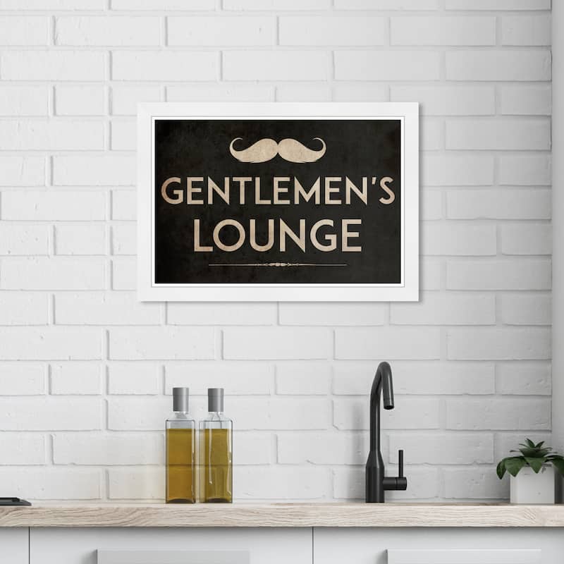 Gentlemen's Lounge TJX Modern Gold Framed Wall Art Print for Man Cave