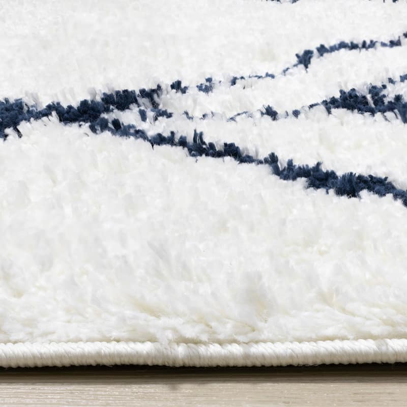 Taylor Collection - Cream Navy Diamonds Shag Area Rug