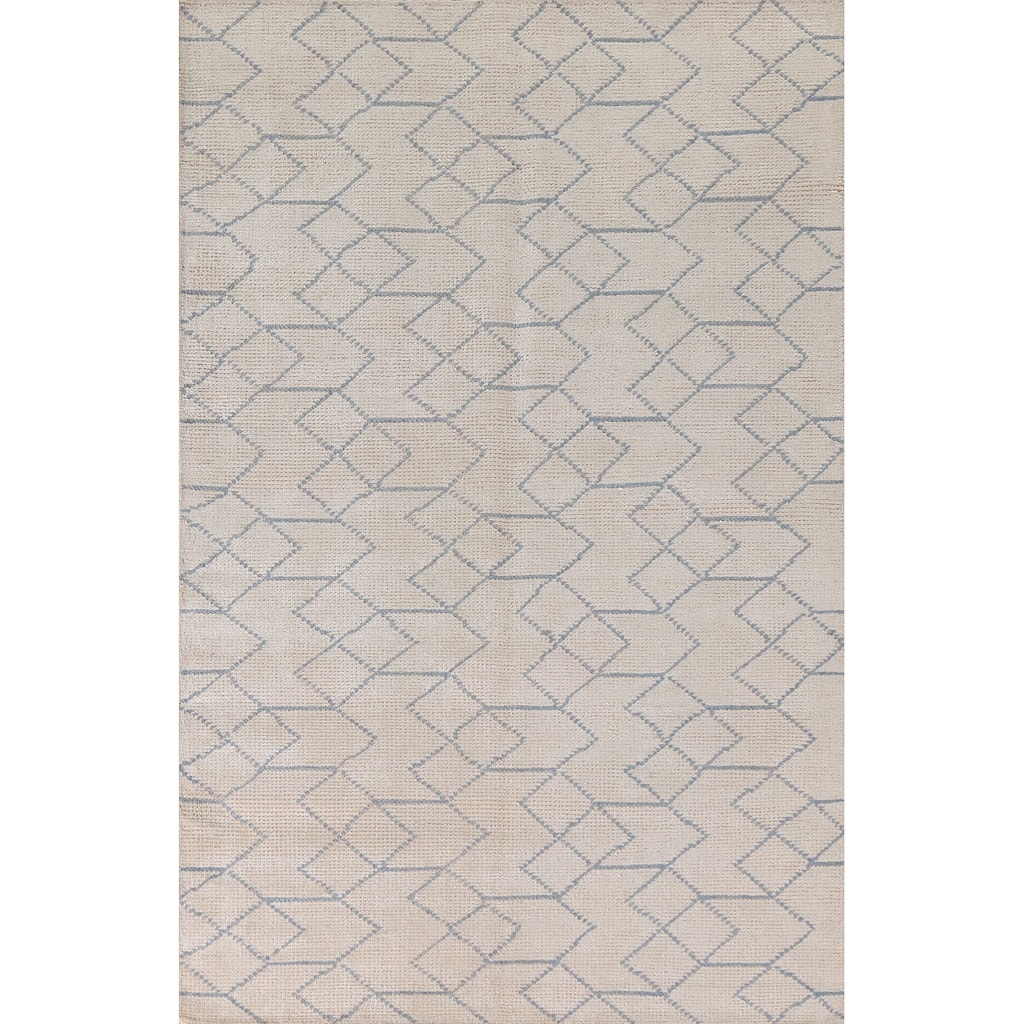 Moroccan Oriental Area Rug Handmade Trellis Wool Carpet - 5'1"x 7'11"