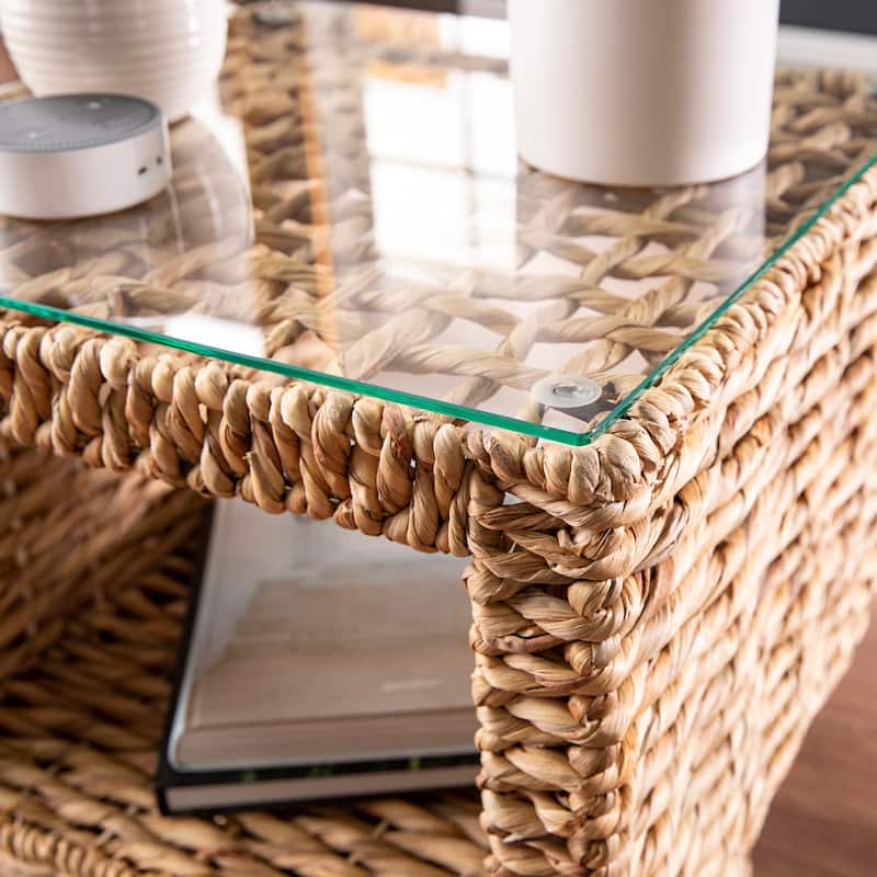 SEI Furniture Palmesa Eclectic Natural Woven Fiber Accent Table