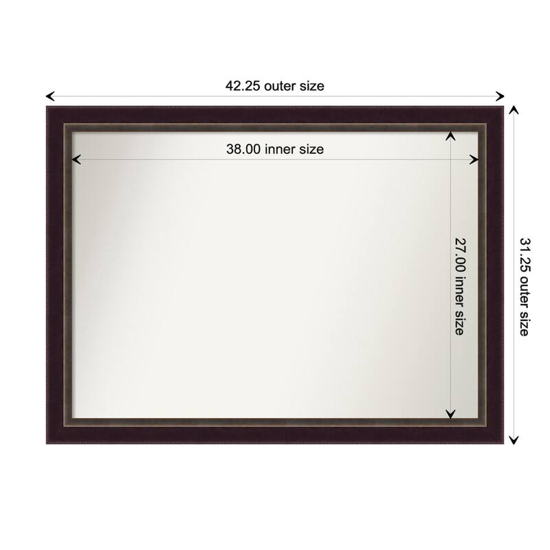 Signore Bronze Framed Non-Beveled Custom Wall Mirror, Bathroom Vanity Mirror - Outer Size: 42.25 x 31.25