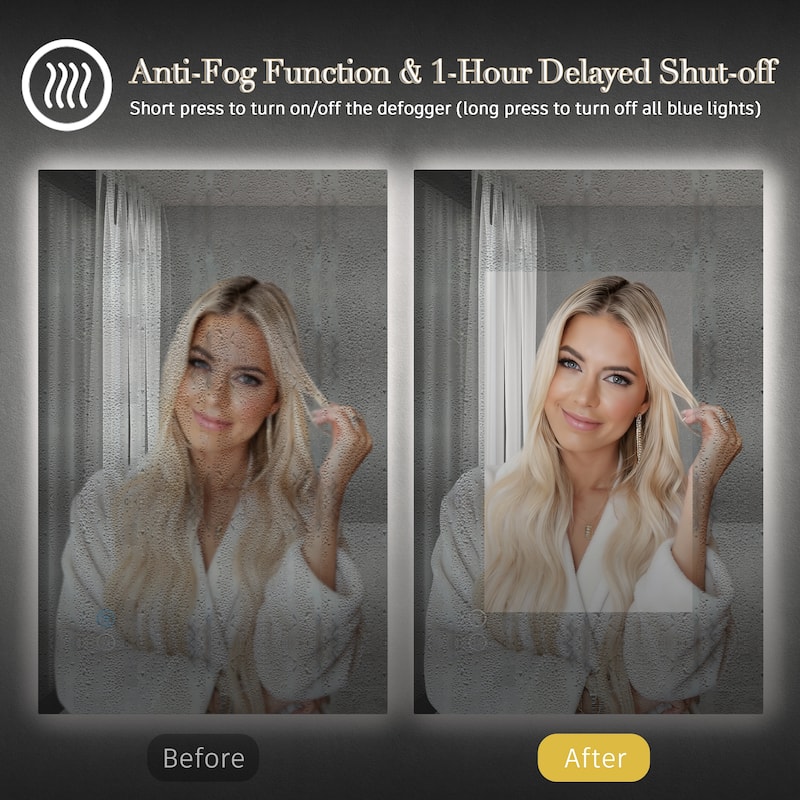 Frameless LED Backlit Anti-Fog Bathroom Vanity Mirror