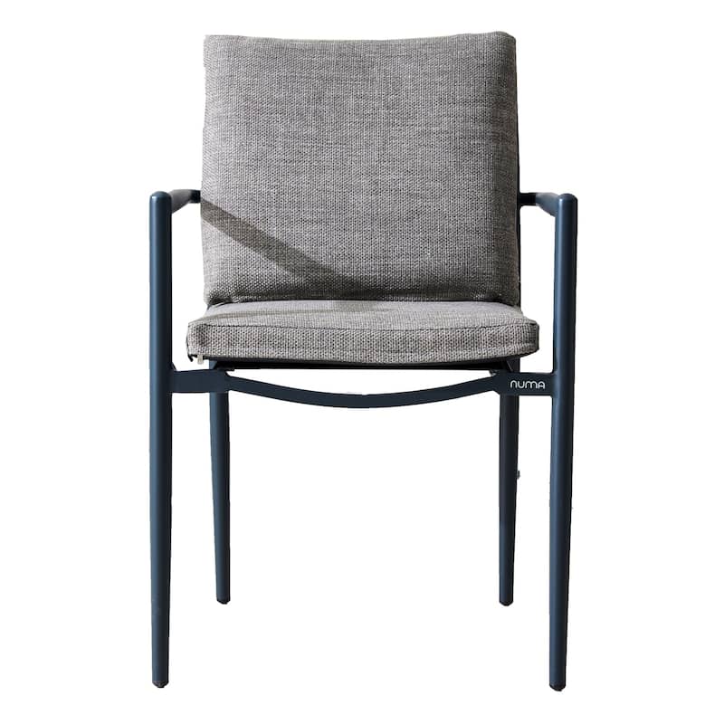 Set of 2 Luxury Outdoor Aluminum Dining Chair with Rope Weave and Teak Details