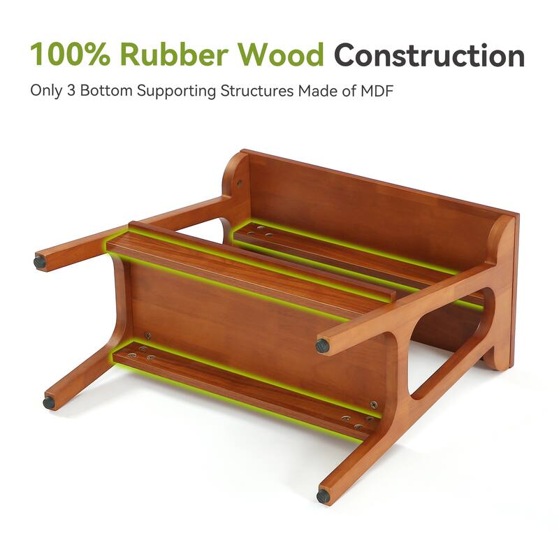 End Table with Storage Shelf, Solid Wood Narrow 2-Tier Side Table