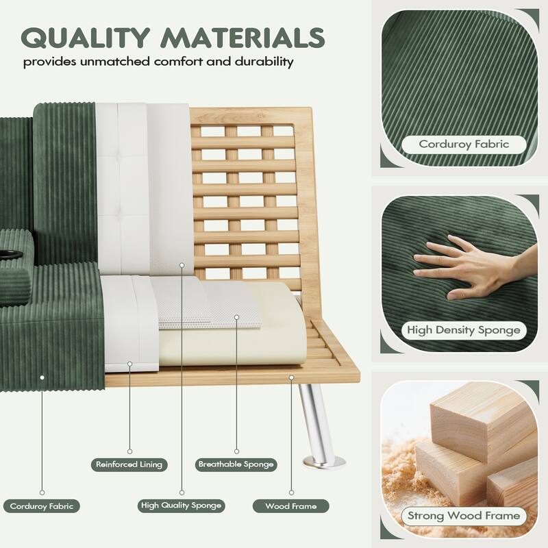 Furniwell Futons Folding Soft Cushion Sofa Bed with Adjustable Backrest Sofa