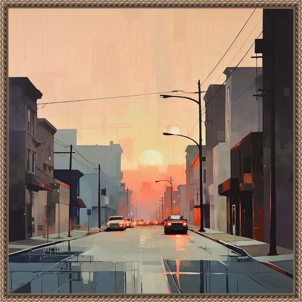 Abstract Citiscape by Tradelink inhouse artist Framed Canvas Wall Art Print