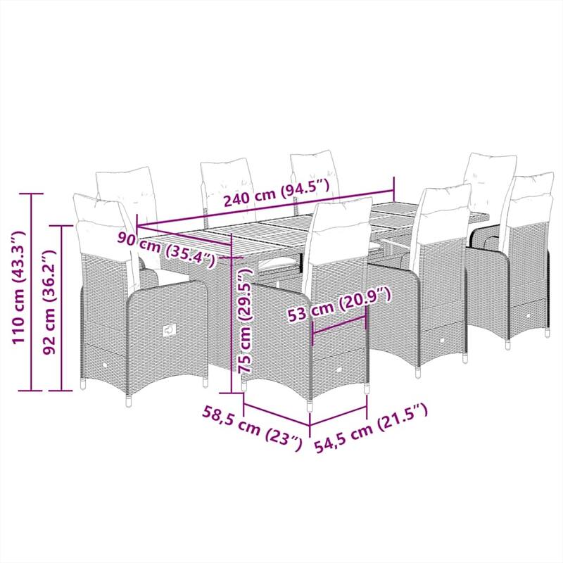 vidaXL Bistro Set Black and Cream White Poly Rattan