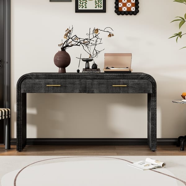 Unique Retro Silhouette Console Table with Open Style, Two Top Drawers ...