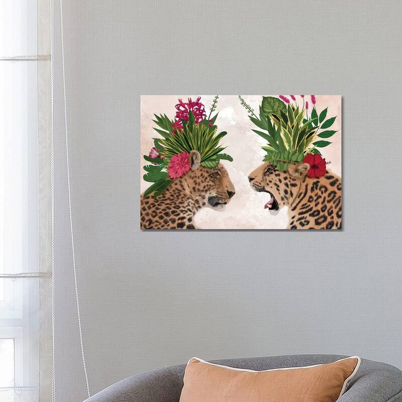iCanvas "Hot House Leopards, Pair, Pink Green" by Fab Funky Canvas Print - 18x26x1.5
