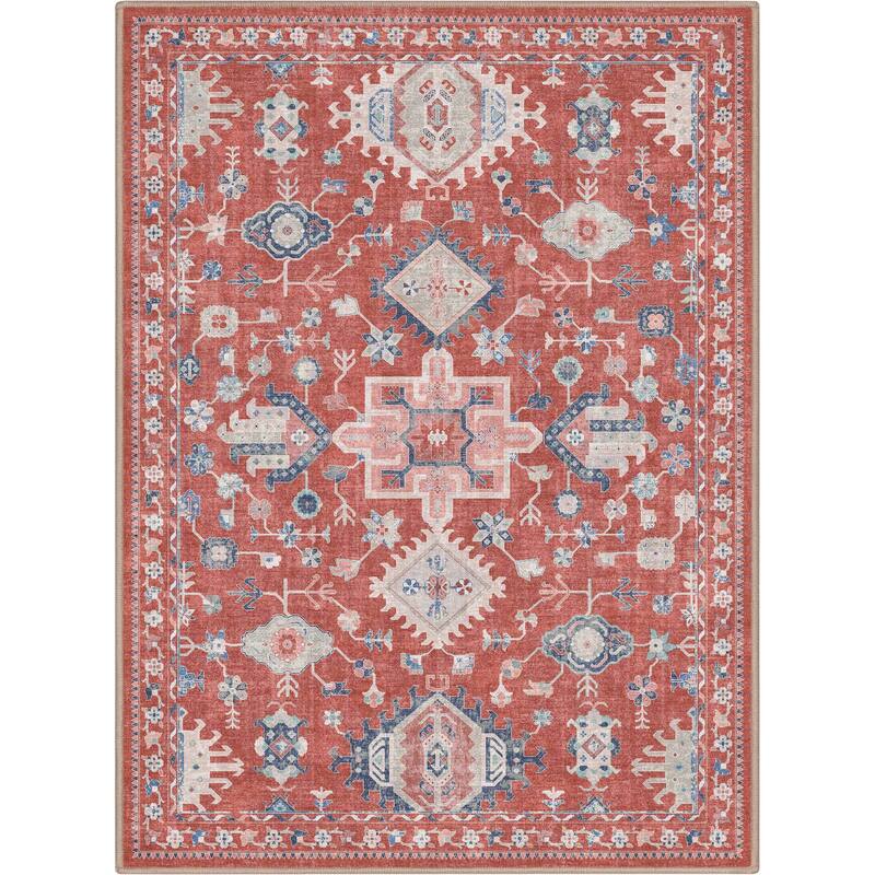 Well Woven Apollo Serapi Delhi Floral Medallion Low Pile Easy Care Rug