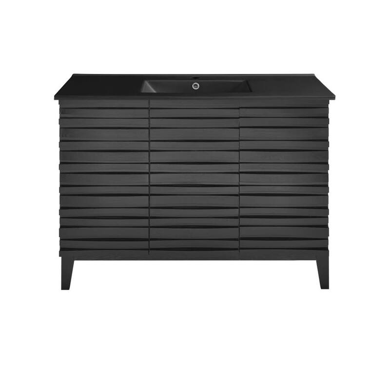 Swiss Madison SM-BV557 Cascade 48" Free Standing Single Basin Vanity - Black Oak / Matte Black - Oak Finish