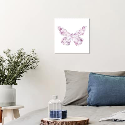 Wynwood Studio Canvas Animals Floral Butterfly Wings Purple and Modern & Contemporary Wall Art Canvas Print