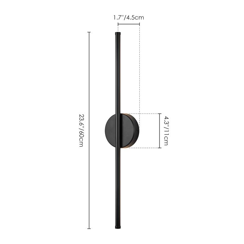 1-Light Black/ Gold/ Nickel Modern Long Linear Strip Wall Sconce Dimmable LED Bathroom Vanity Light