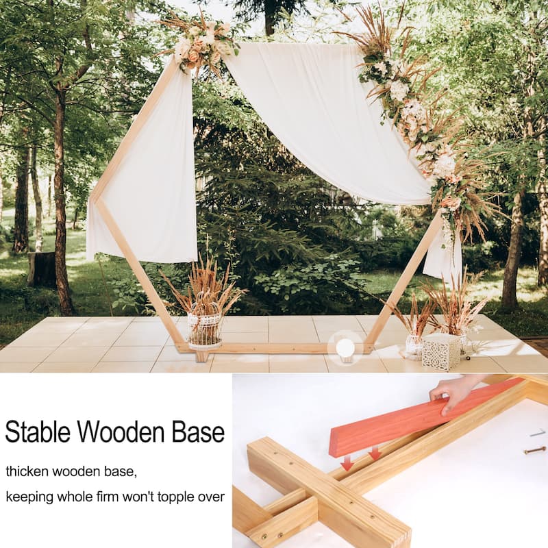 Hexagonal Wooden Wedding Ceremony Arch Backdrop Stand Garden Arbor