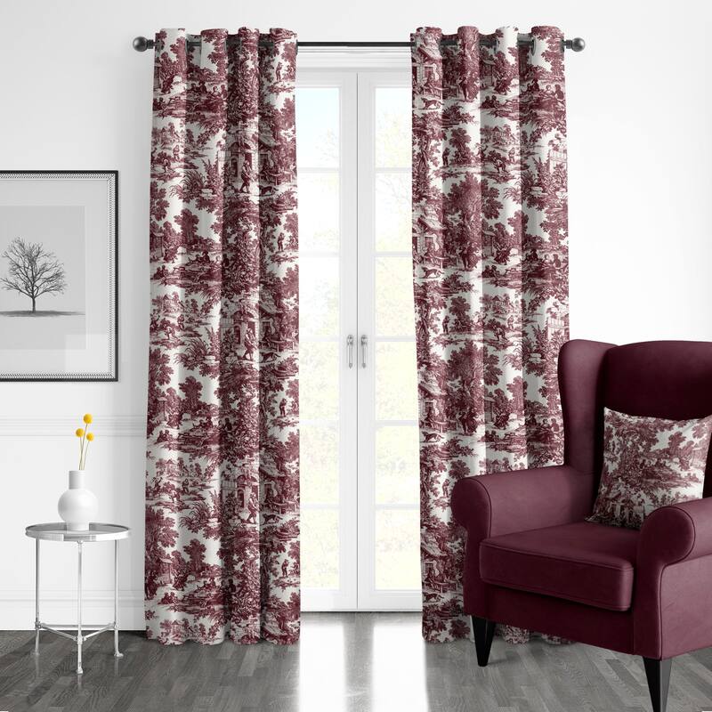 6ix Tailors Au Village Toile Merlot Grommet Top Drapery Panels Set of 2