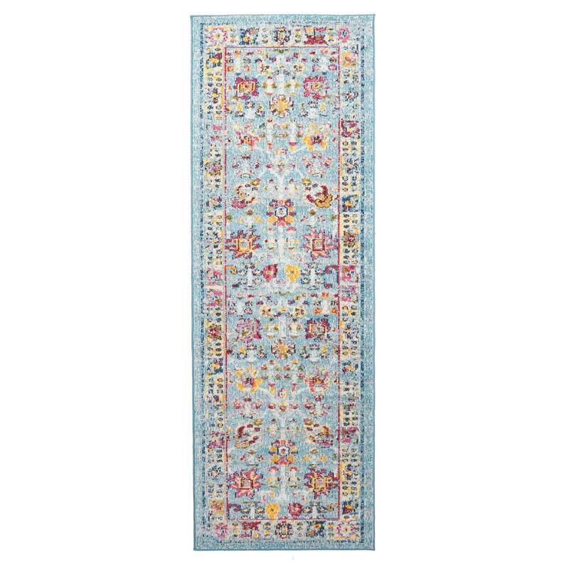 ECARPETGALLERY Machine Made Jasmine Blue Area Rug - Blue - 2'8 x 8'2