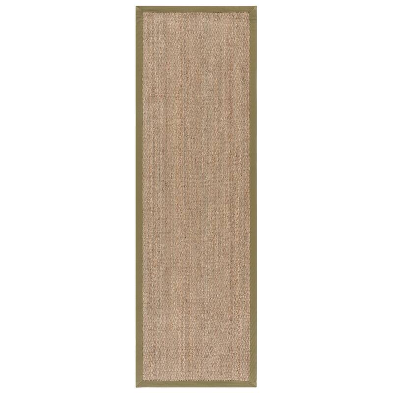 SAFAVIEH Natural Fiber Lovie Farmhouse Seagrass Rug - 2'6" x 8' Runner - Natural/Olive