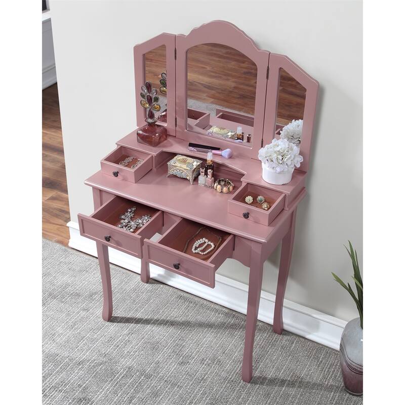 Wooden Vanity Make Up Table and Stool Set