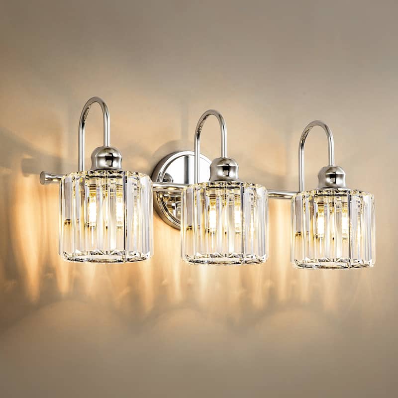 3/ 4 - Light Modern Glam Luxuriou Dimmable Crystal Bathroom Vanity Light Linear Wall Light