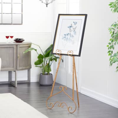 Gold Metal Large Adjustable 3 Tier Scroll Display Easel with Chain Support