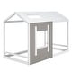 preview thumbnail 9 of 16, Twin Size House Platform Bed with Roof and Window, Sturdy Pine Wood Frame, Decorative and Fun Design, White+Antique Grey