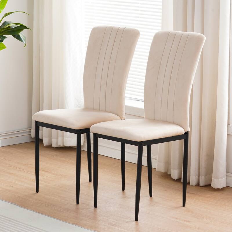 16.1" Velvet Upholstered Chairs with Metal Legs, Set of 4