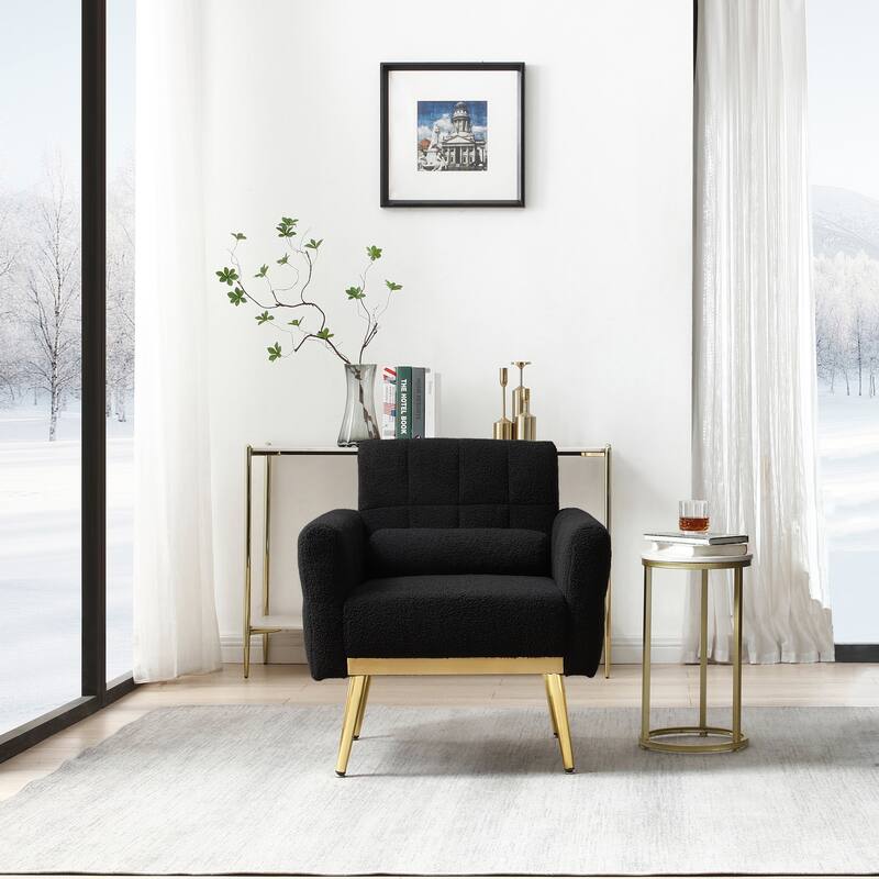 Modern Accent Chair Living Room Armchair Tufted Reading Chair, Black - Black