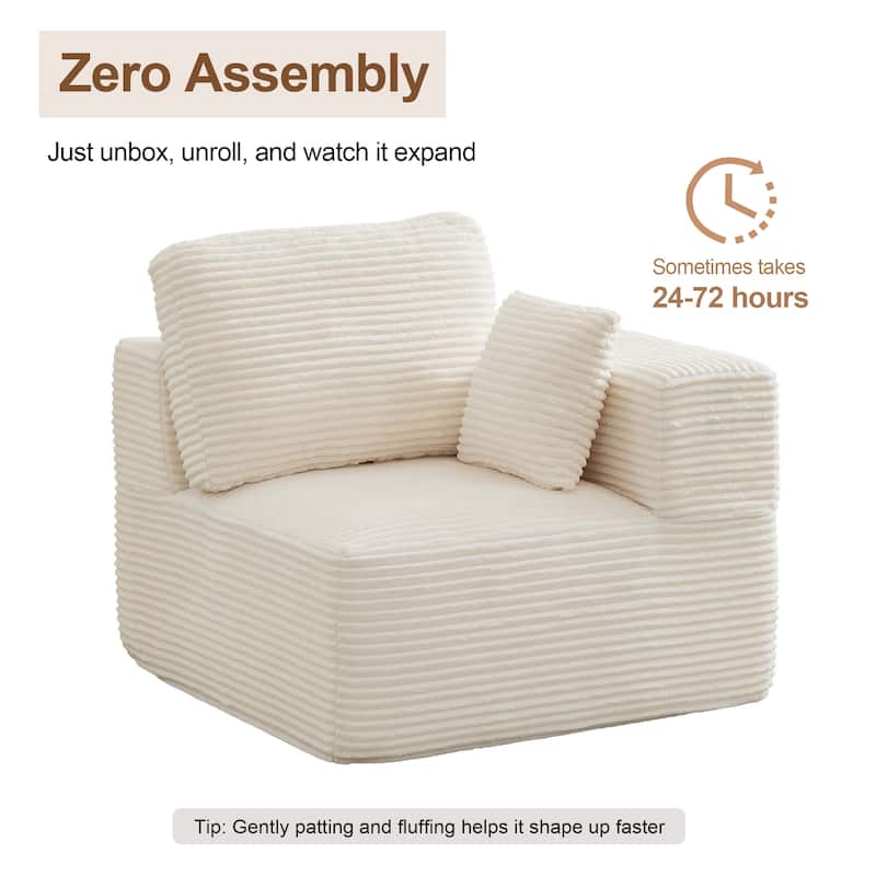 Couch Modular Sectional Sofa with Plush Corduroy No Assembly Required