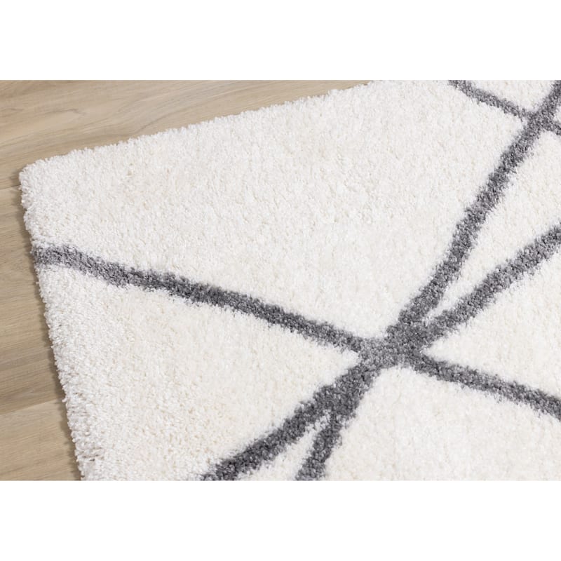 Fairmont Collection - White/Grey Crossing Lines Rug