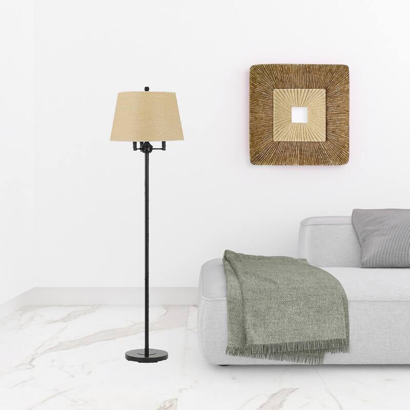 HomeRoots 62" Bronze Four Light Traditional Shaped Floor Lamp With Beige Square Shade - 17