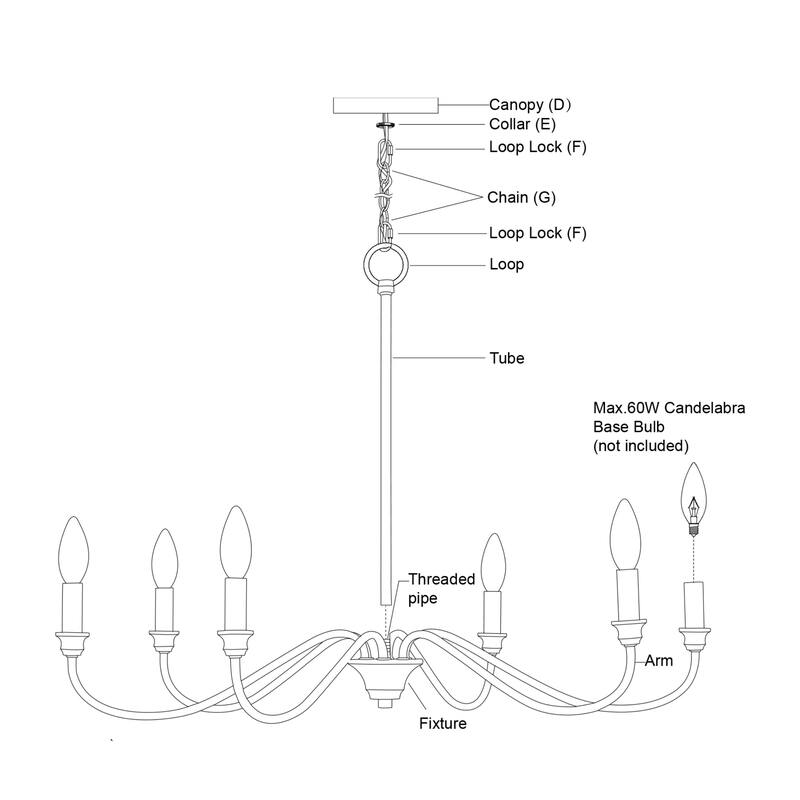 Annabelle 6 Light Farmhouse Candelabra Chandelier