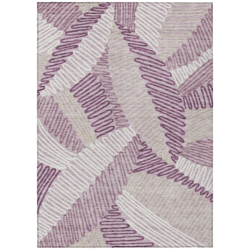 Machine Washable Indoor/ Outdoor Chantille Contemporary Squiggles Rug