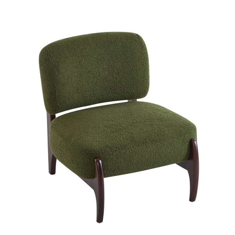 25.5" Modern Boucle Lounge Chair with Solid Wood Frame, Living Room Accent Chair Stylish Armless Side Chair for Bedroom, Office
