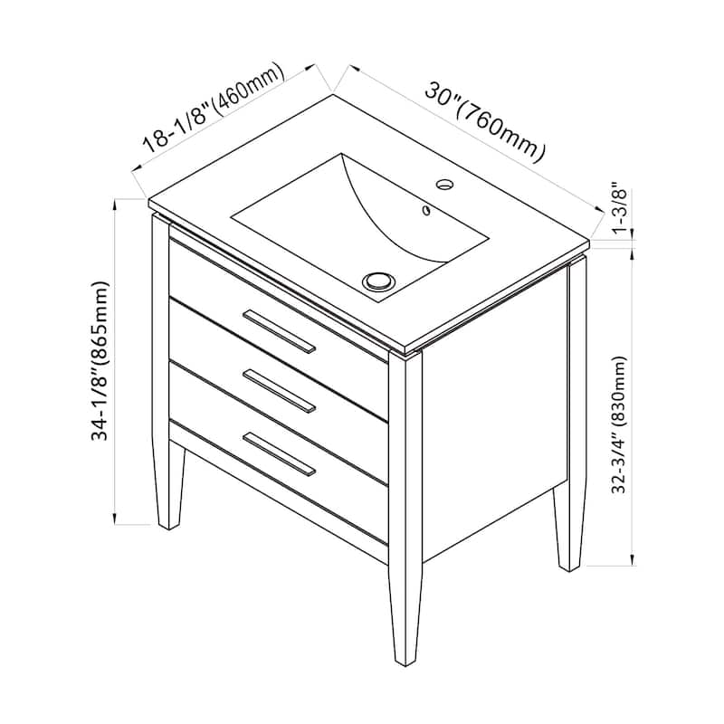 Ayer 30" Single Bathroom Vanity Set - 18D x 30W x 34H