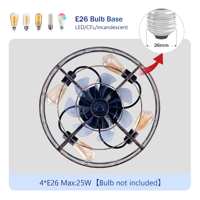 20" Farmhouse Low Profile Ceiling Fan with Remote