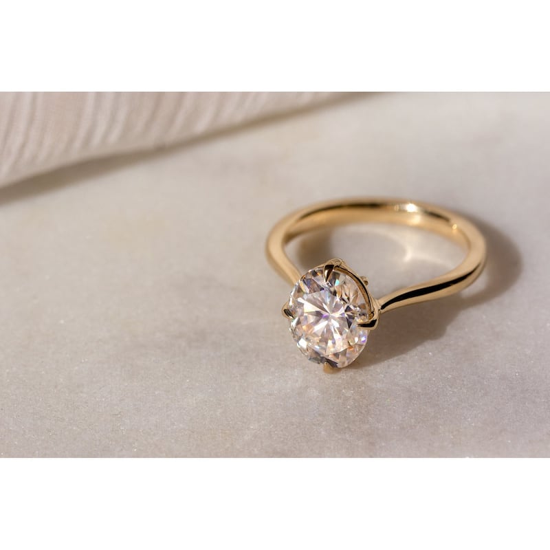 Kobelli 2 Carat Oval Lab Grown Diamond Certified 14k Solid Gold Solitaire Compass Oia (ee-ah) Ring