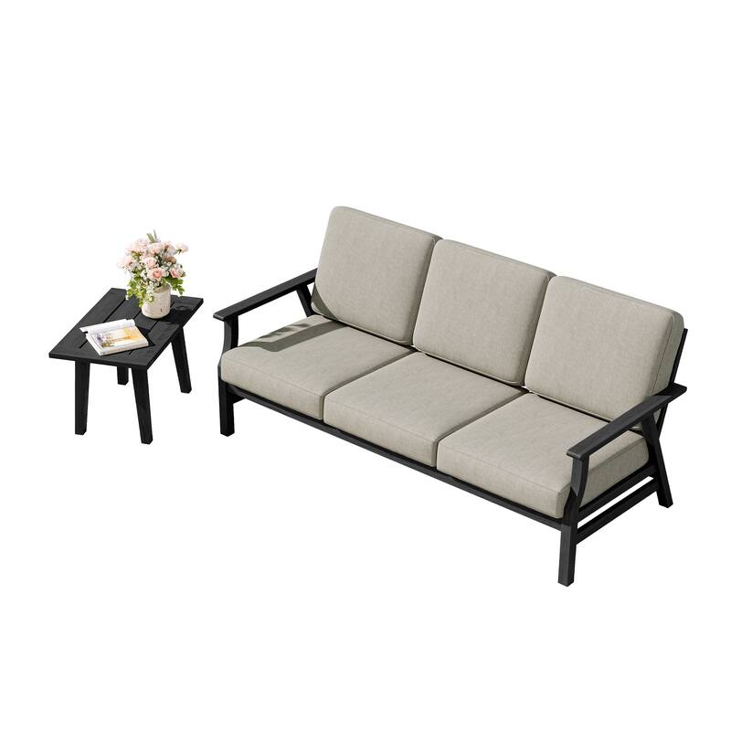 2-Piece Teak Outdoor Sofa Set with Table