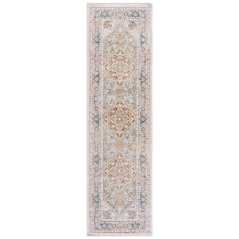 SAFAVIEH Elwood Tulin Traditional Medallion Rug - Olive/Beige - 2'3" x 8' Runner