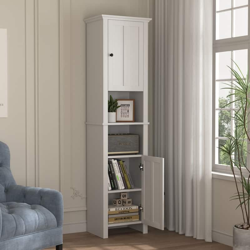 Bathroom Floor Storage Cabinet with 2 Doors and 6 Shelves