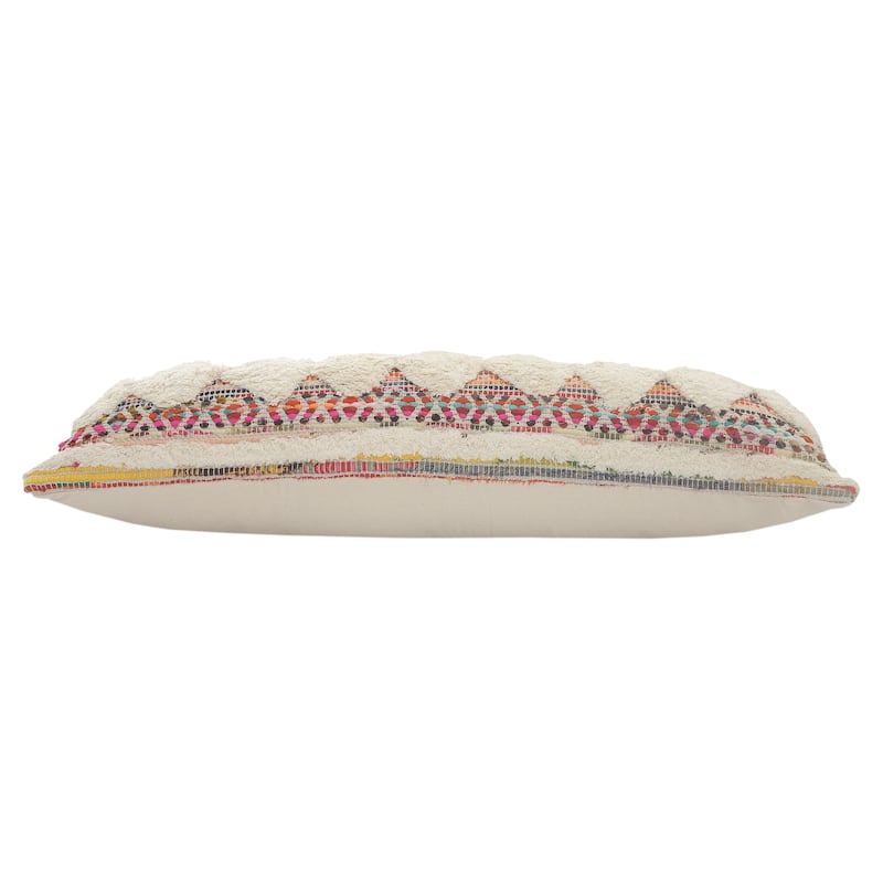 Sevita White Diamond Chevron Cotton Throw Pillow 18 inch