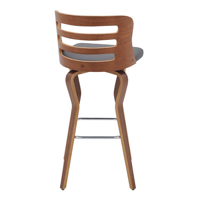 Verne Walnut or Black Wood Upholstered Bar Height Swivel Barstool